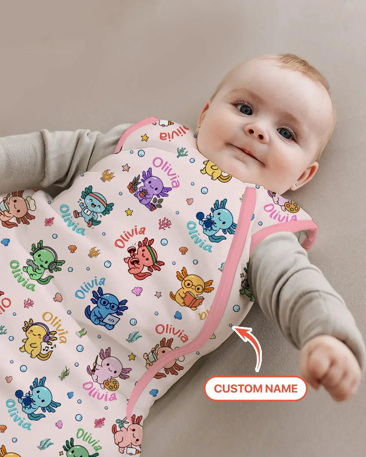 Custom Name Cute Hobby Axolotl Sleep Bag