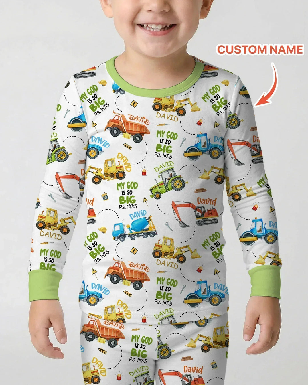 Pijama de dos piezas de bambú con manga larga y nombre personalizado "My God Is So Big"