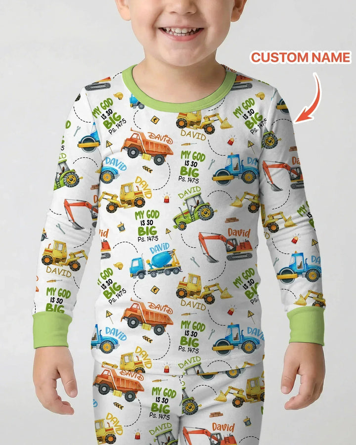 Pijama de dos piezas de bambú con manga larga y nombre personalizado "My God Is So Big"