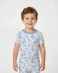 Easter Chinoiserie Toile de Jouy Bamboo Two Piece Short Sleeve Pajama Set