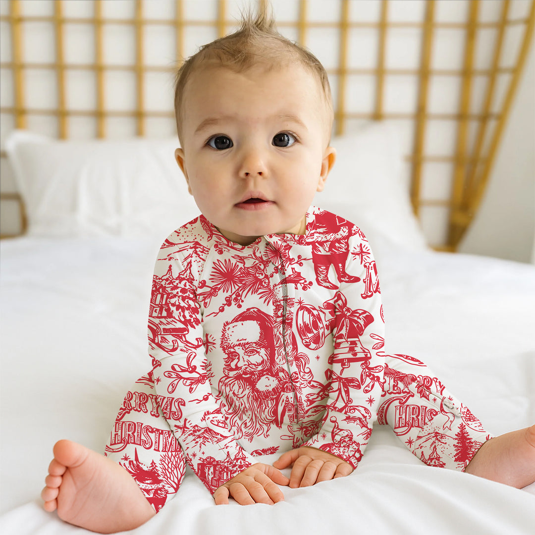 Family Christmas Chinoiserie Pajama Convertible Zippy