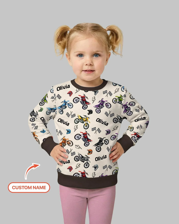 Personalisiertes Little Dirt Bike Rider Bambus Rundhals-Sweatshirt