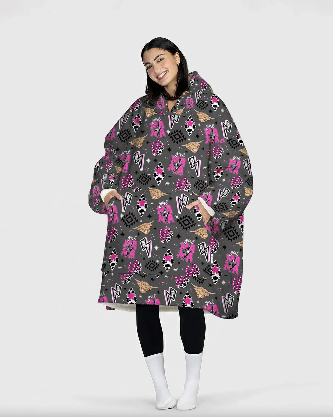 Western Mama & Me Matching Wearable Bamboo Blanket Hoodie