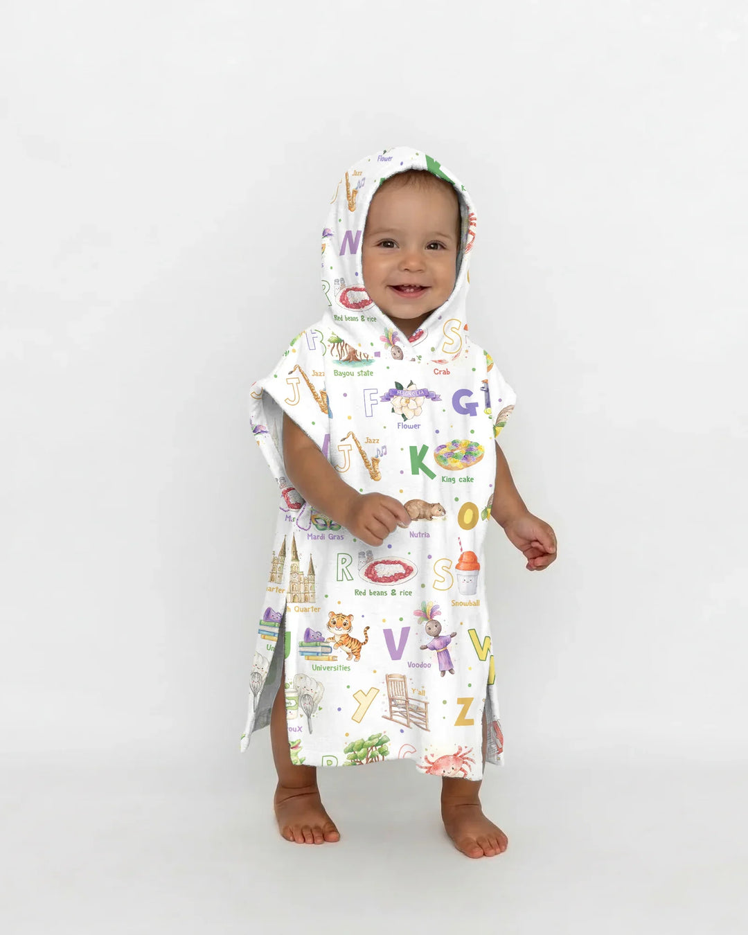 Poncho de Natación de Bambú "Alfabeto de Luisiana"