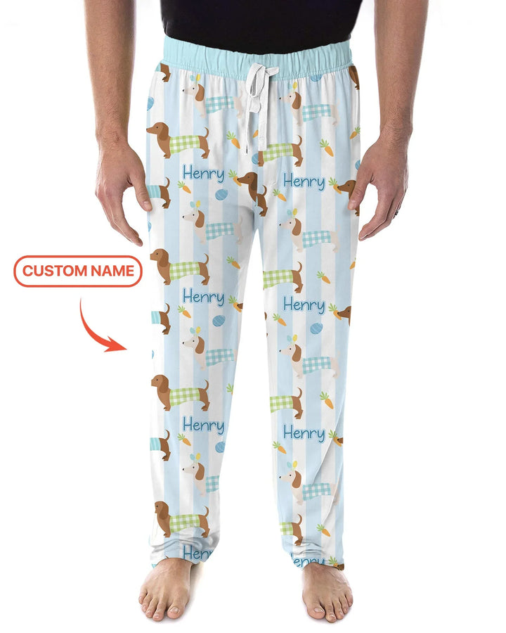 Custom Name Easter Dachshunds Family Matching Men's Pajama Set