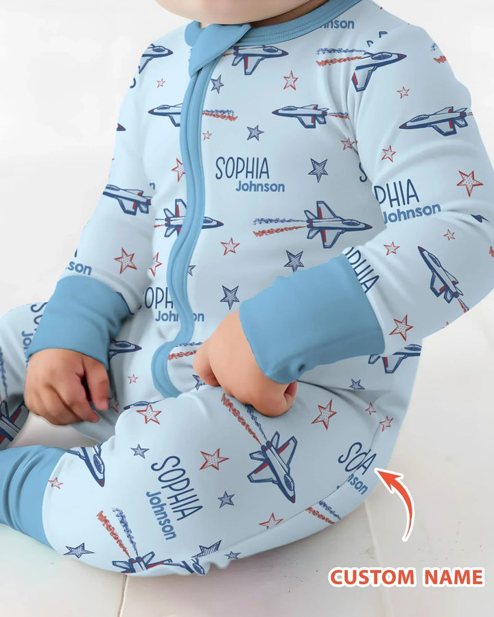 Patriotic American Flag Jet Fighter Bamboo Convertible Zippy