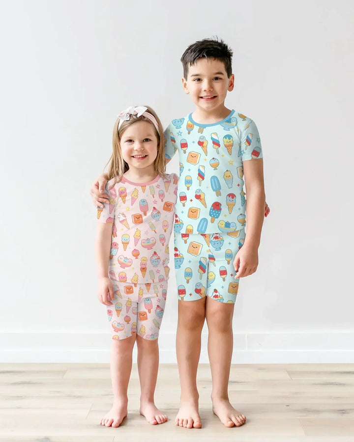 American Ice cream Two Piece Short Sleeve Shorts Pajama Set