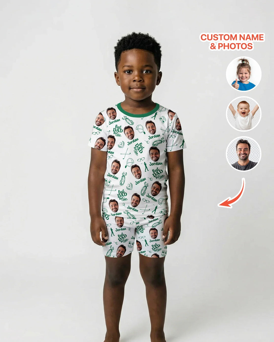 Custom Photo Best Dad By Par Bamboo Two Piece Short Sleeve Shorts Pajama Set