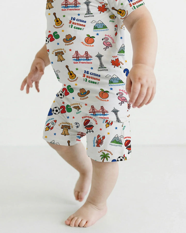 Soccer Cup Host Cities 2026 Bamboo Two Piece Short Sleeve Shorts Pajama Set