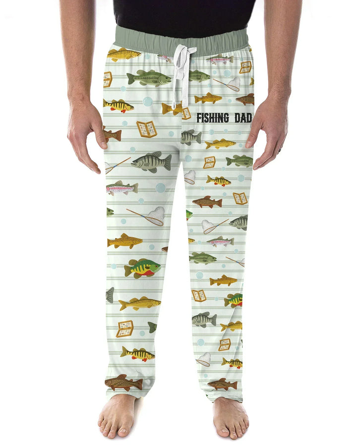 Conjunto de pijama de bambú bordado para hombre "Papá y yo" de pesca a juego