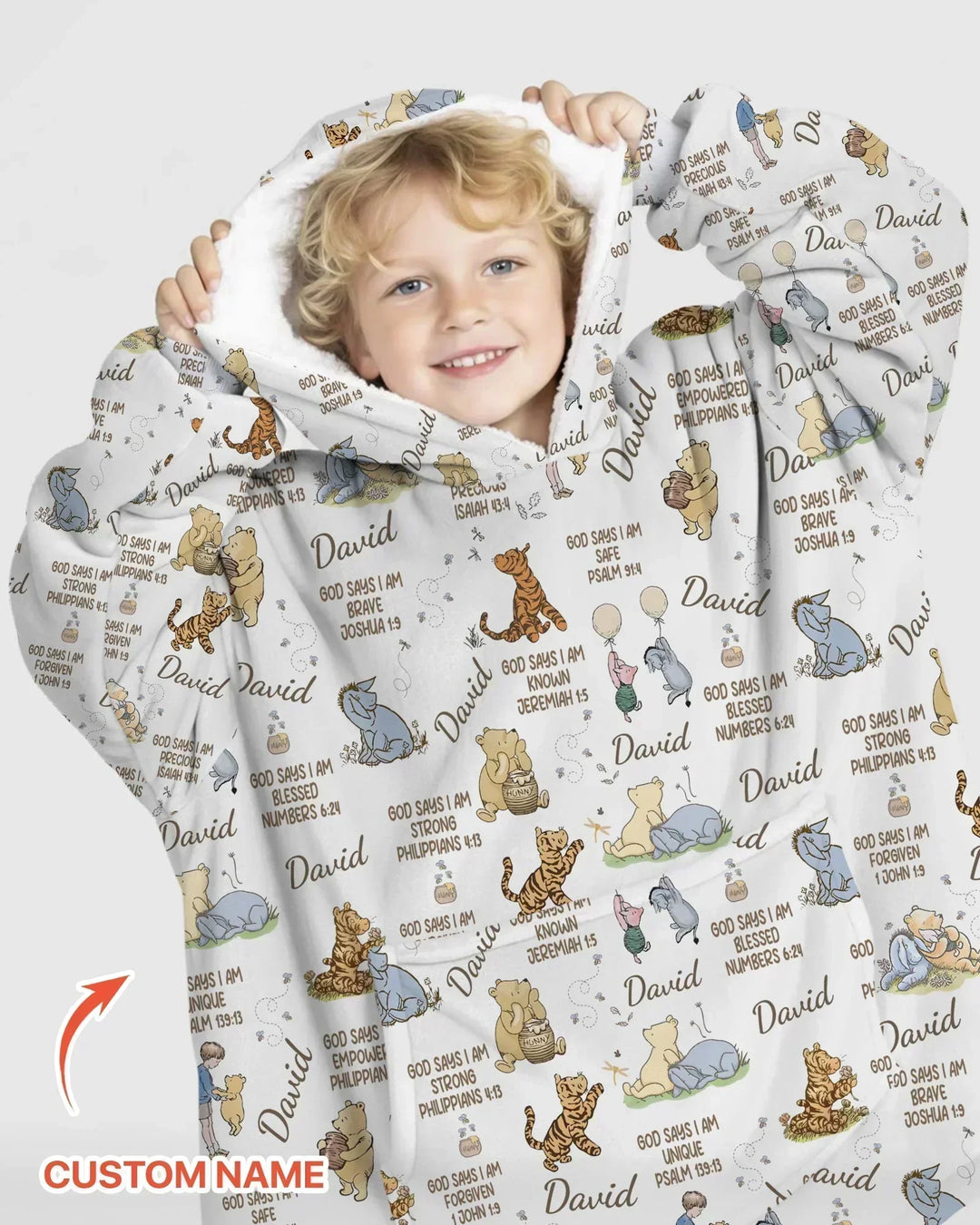 Custom Name God Says I Am Classic Bear Bamboo Blanket Hoodie