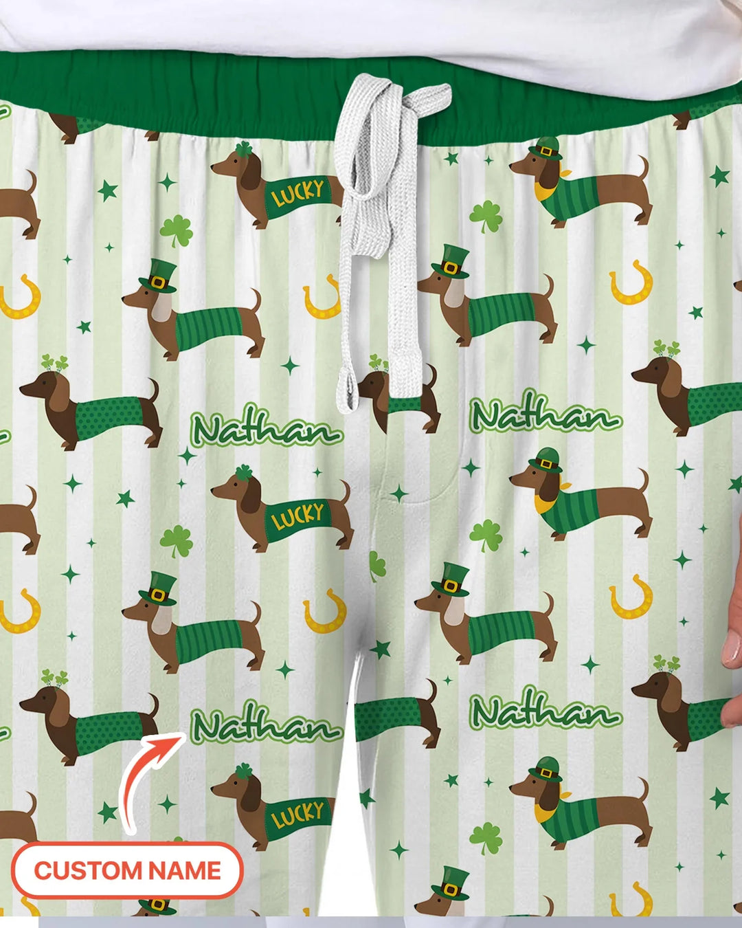 Lucky Dachshunds St. Patrick's Day Family Matching Men's Pajama Set