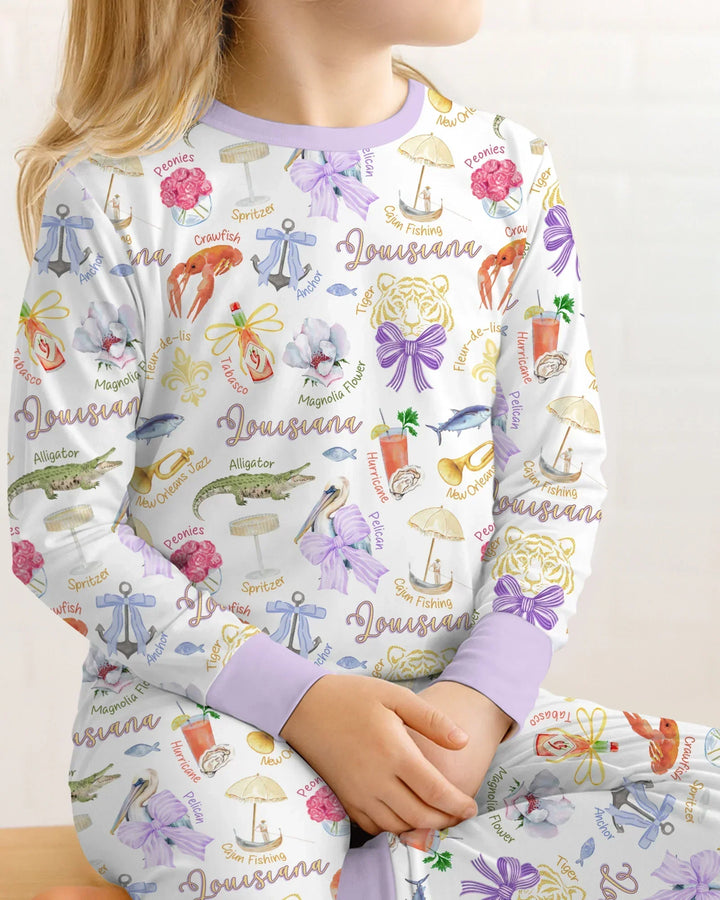Zweiteiliges Langarm-Pyjama-Set mit Sommerfrüchten