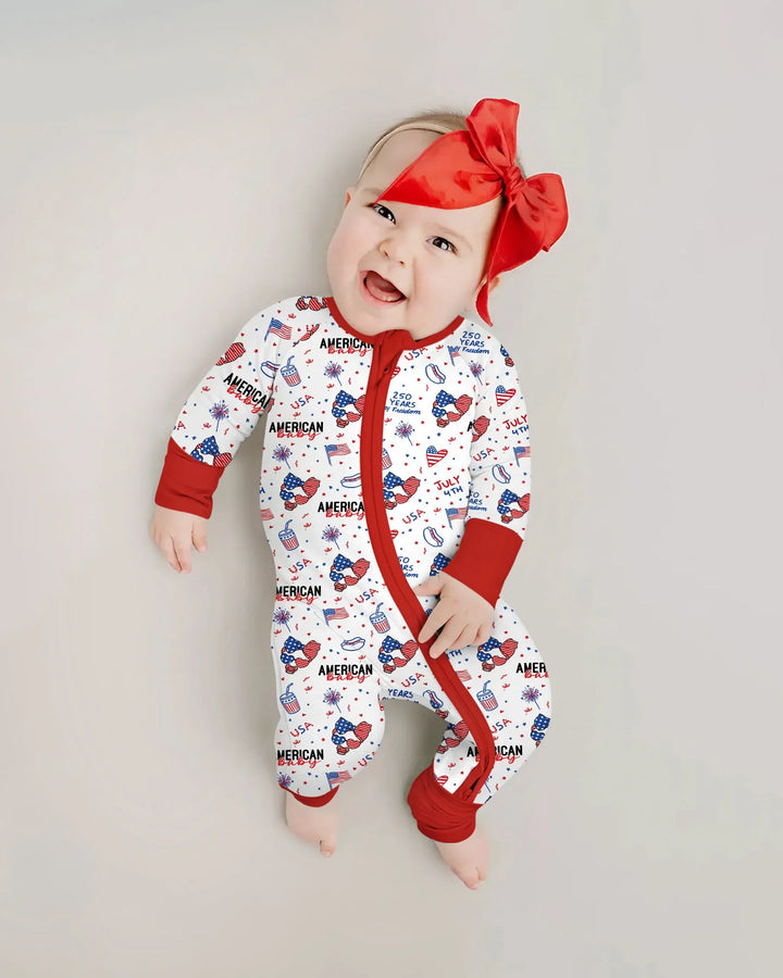 Doodle American Flag Glasses Family Matching Bamboo Convertible Zippy