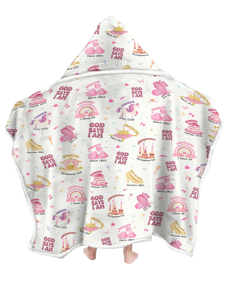 God Says I Am Girl Wearable Hooded Blanket