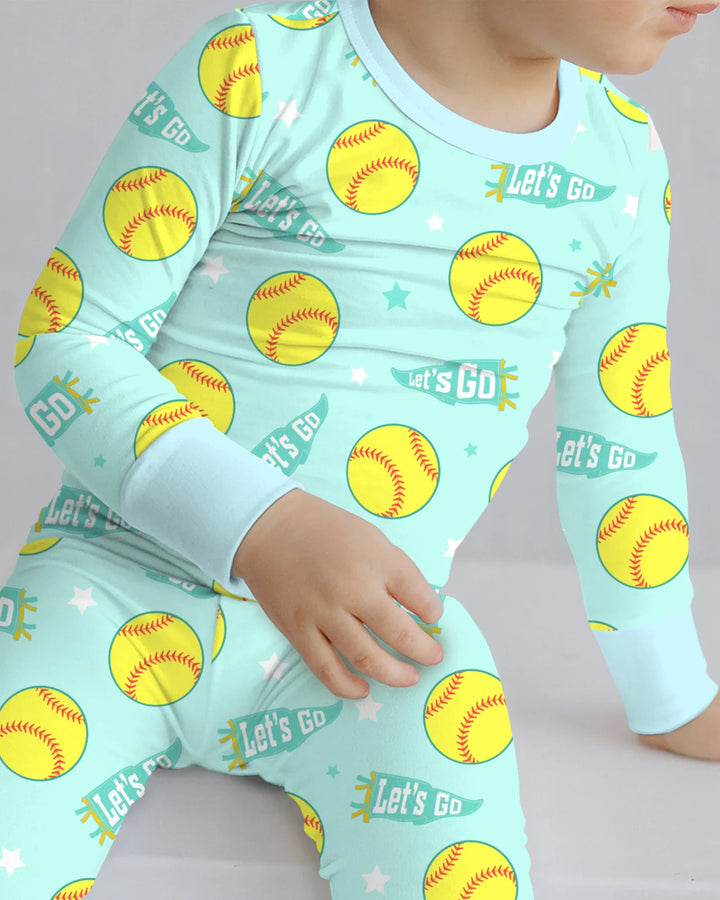 Softball Lovers Two Piece Long Sleeve Pajama Set