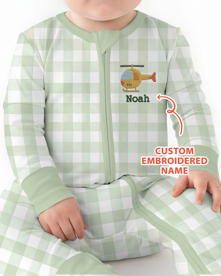 Personalized Embroidered Baby Boy Bamboo Convertible Zippy