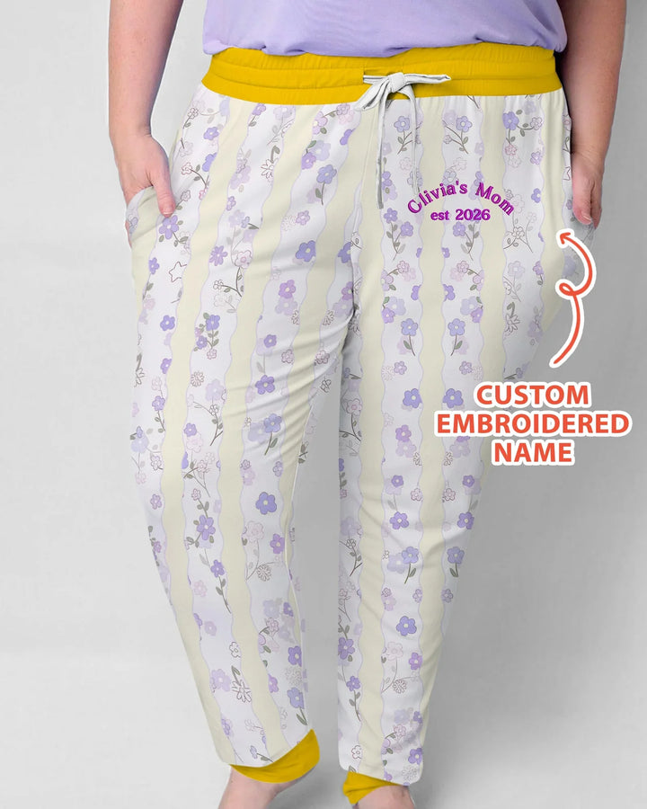 Custom Embroidered First Mother's Day Mommy And Me Bamboo Women Pajama Set