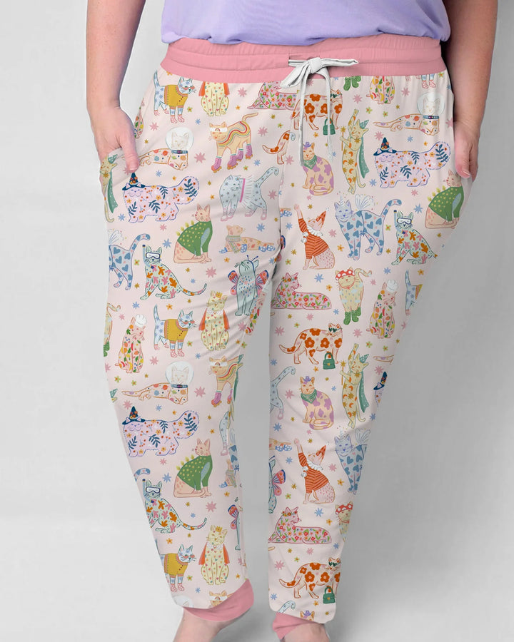 Whimsical Cat Parade Women Pajama Set