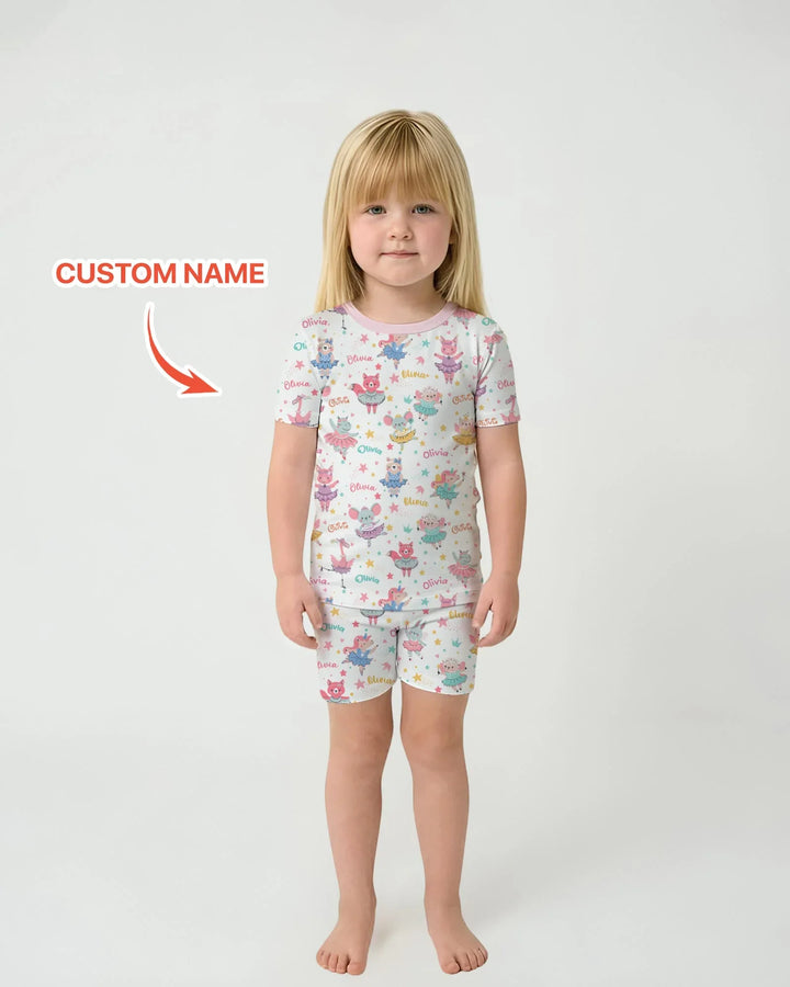 Zweiteiliges Pyjama-Set mit kurzen Ärmeln und Shorts im Sommer-Design