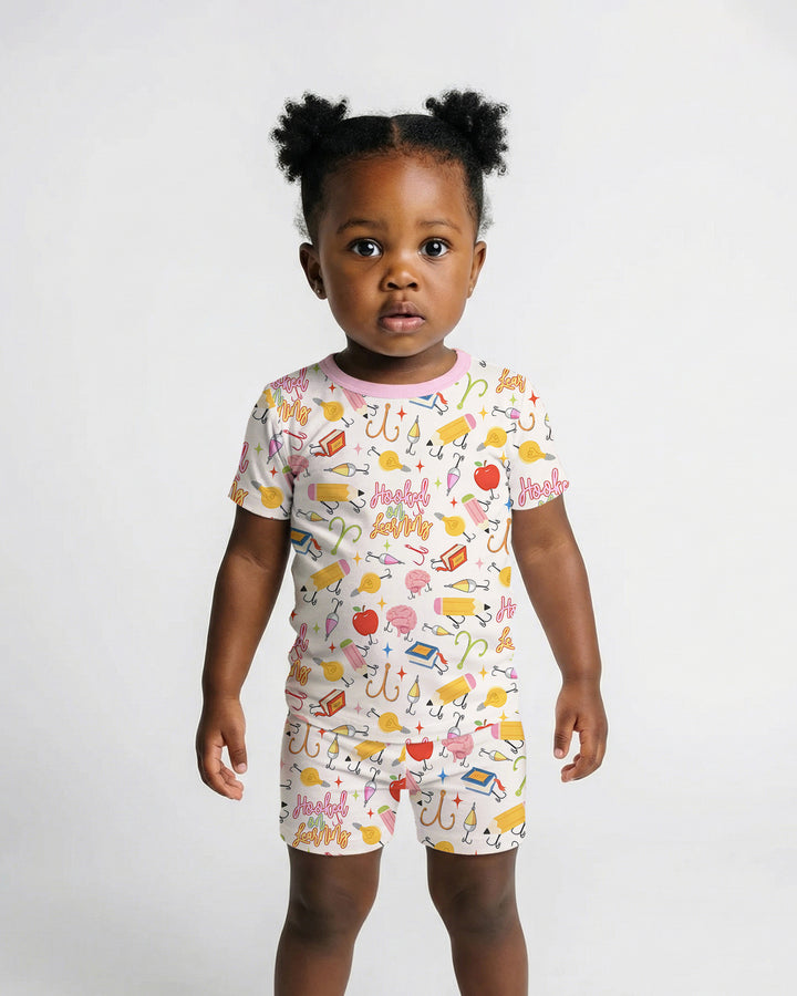 Hooked on Learning Bamboo Two Piece Short Sleeve Shorts Pajama Set