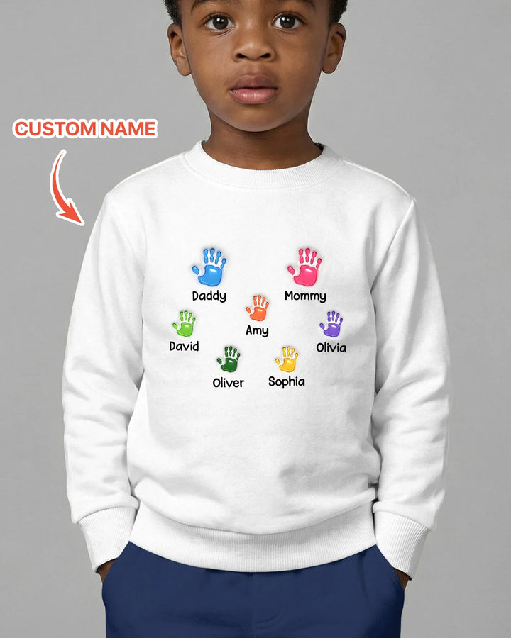 Erster Muttertag – Handabdrücke Bambus Rundhals-Sweatshirt
