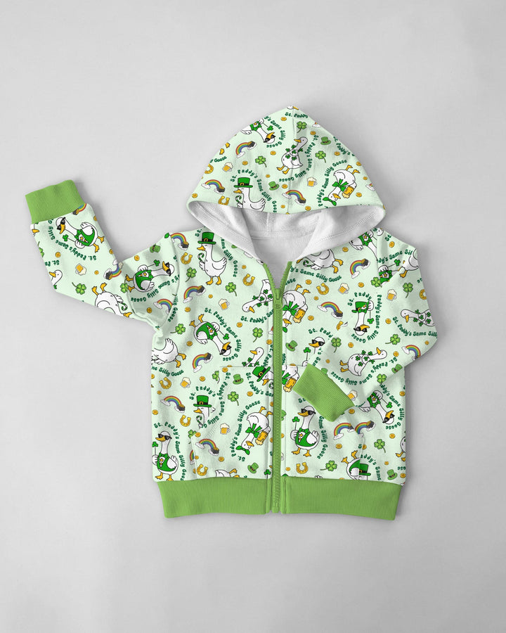 St. Patrick's Day Silly Goose Zip Hoodie