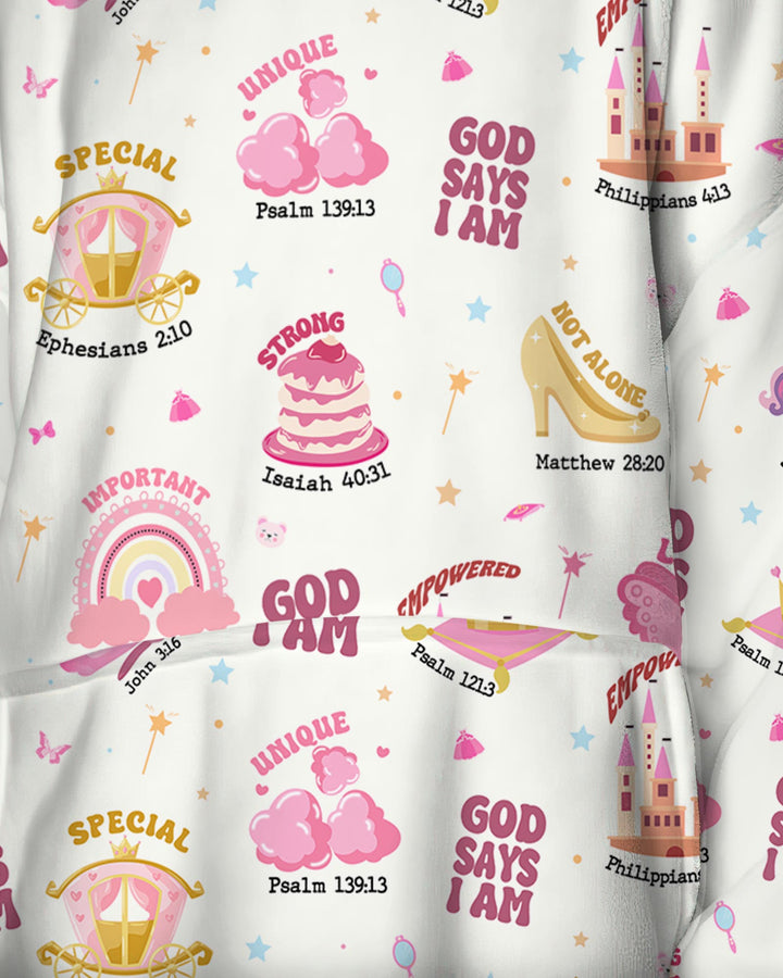 God Says I Am Girl Wearable Blanket Hoodie