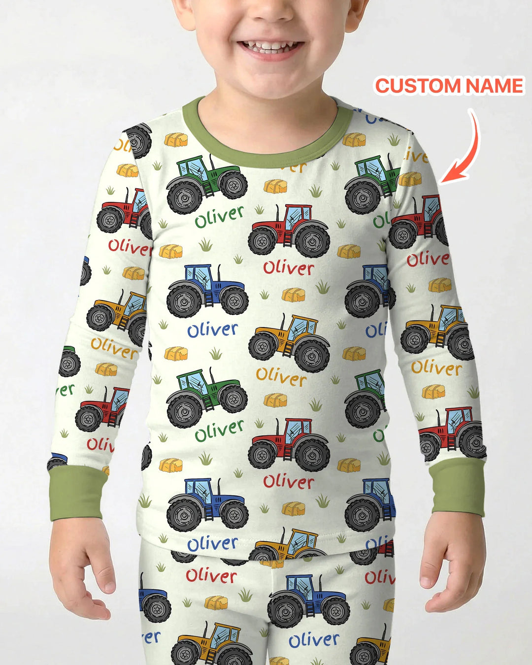 Conjunto de pijama de manga larga de dos piezas de bambú personalizado con el nombre "Un poco de tierra nunca hizo daño"