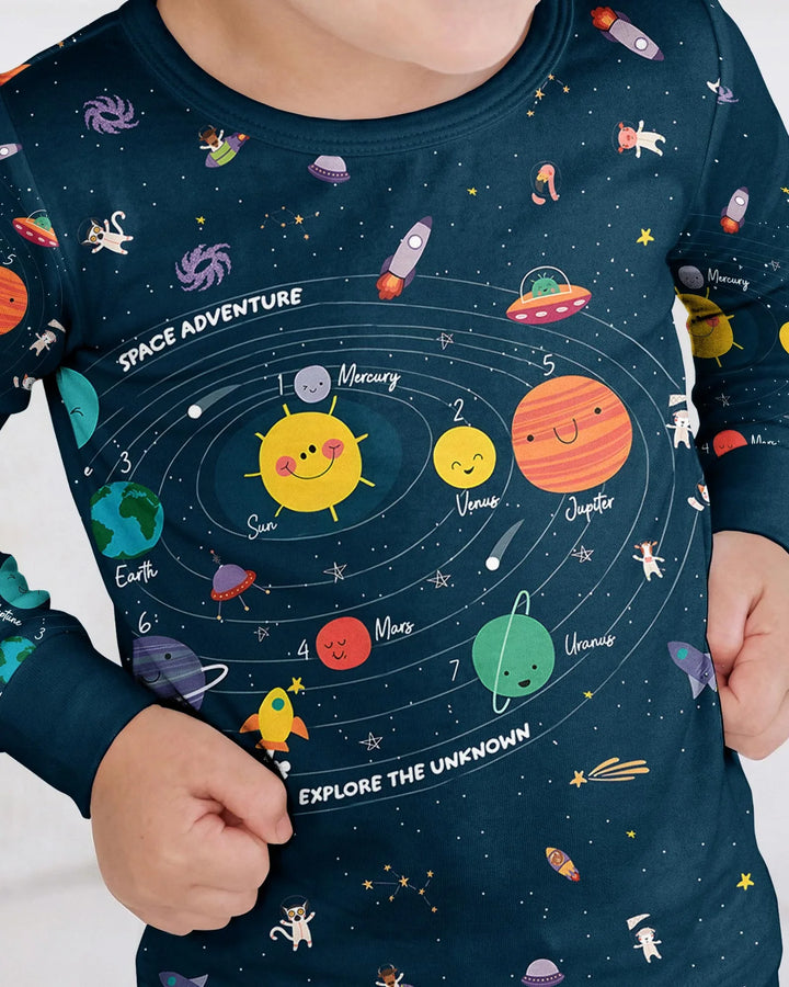 Solar System Explorers Bamboo Two Piece Long Sleeve Pajama Set