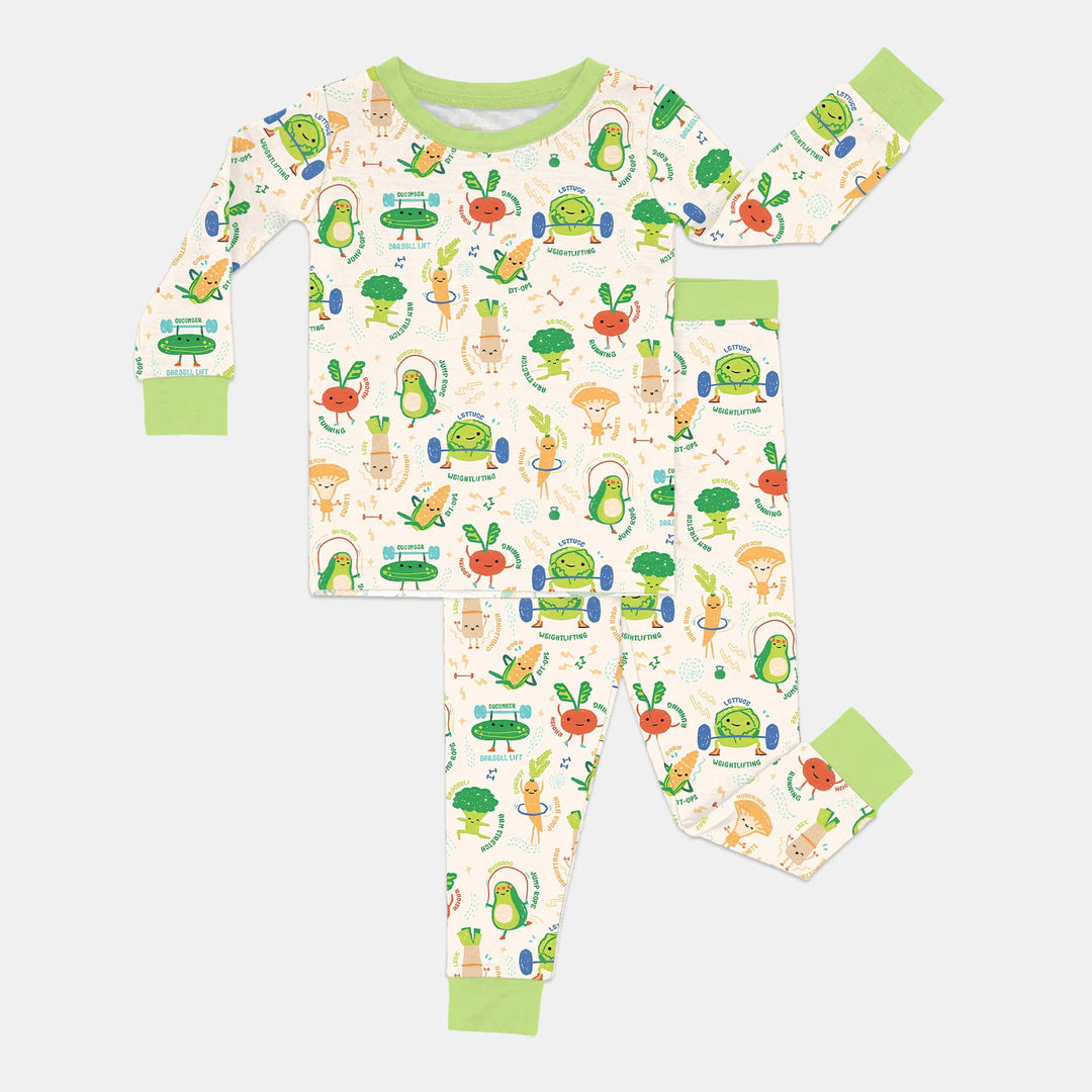 Exercise Veggie Two Piece Long Sleeve Pajama Set