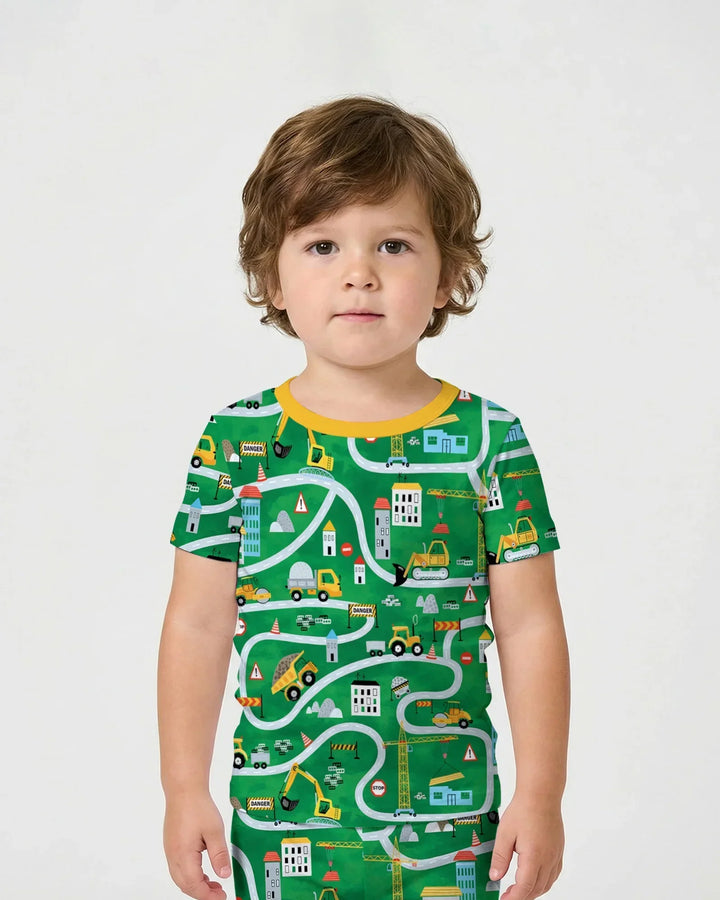 Template Zweiteiliges Pyjama-Set mit kurzen Ärmeln und Shorts