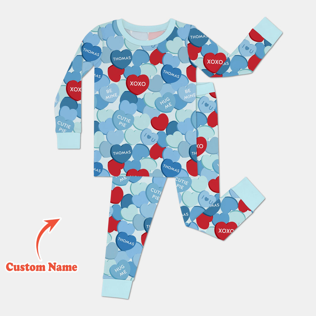 Valentine Candy Crush Family Matching Two Piece Long Sleeve Pajama Set