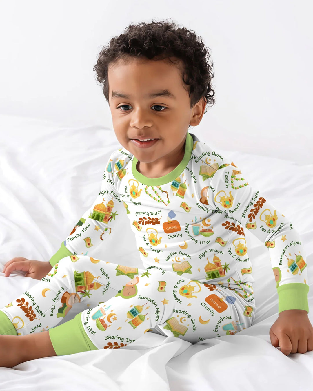 Ramadan Mubarak Matching Family Two Piece Long Sleeve Pajama Set