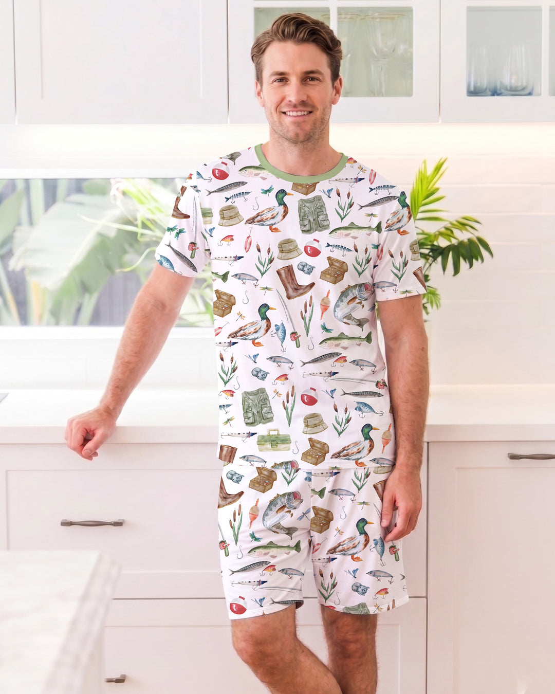 Daddy's Fishing Buddy Daddy& Me Matching Bamboo Men Short Sleeve Short Pajama Set