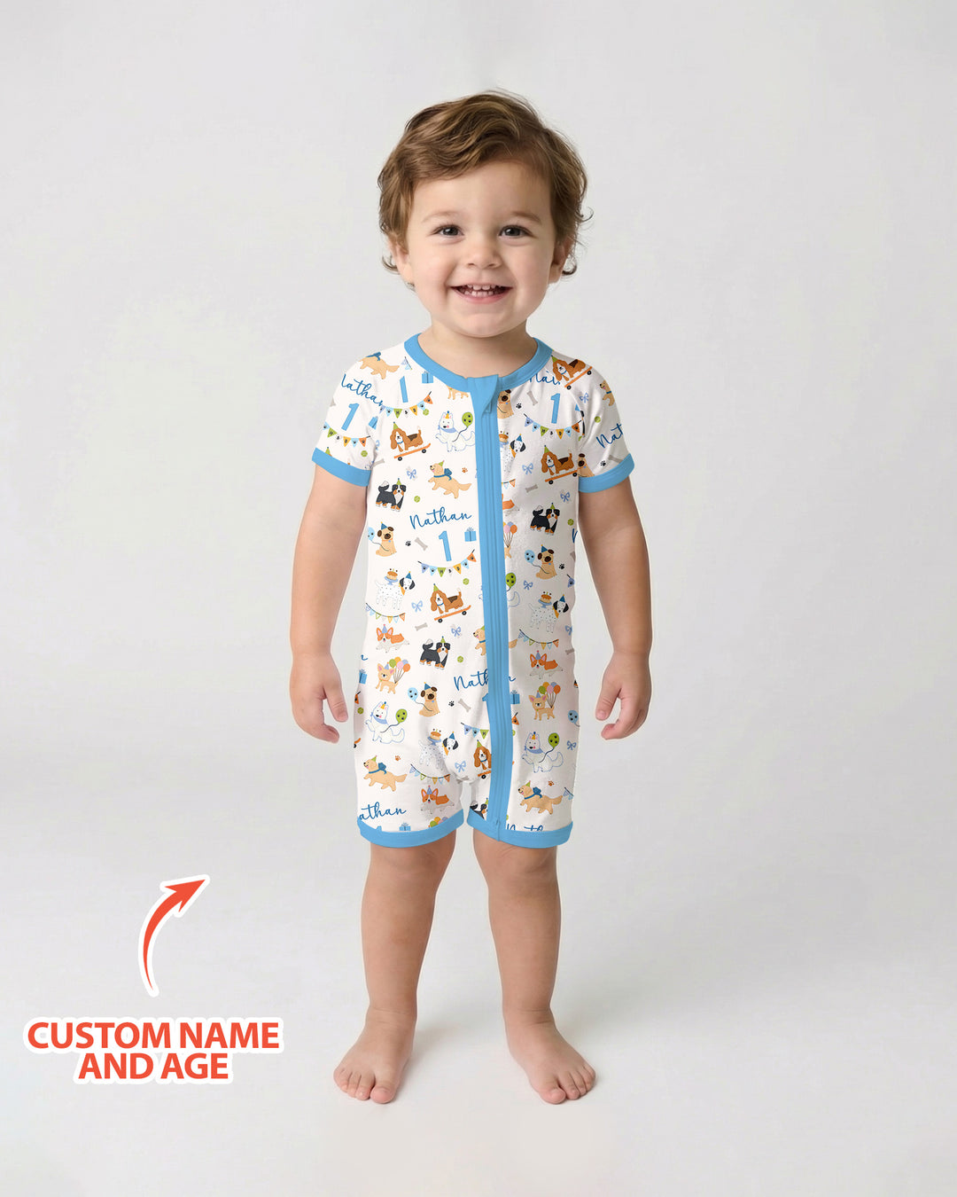 Plantilla PERSONALIZADA de Bambú Pijama Corto con Cremallera
