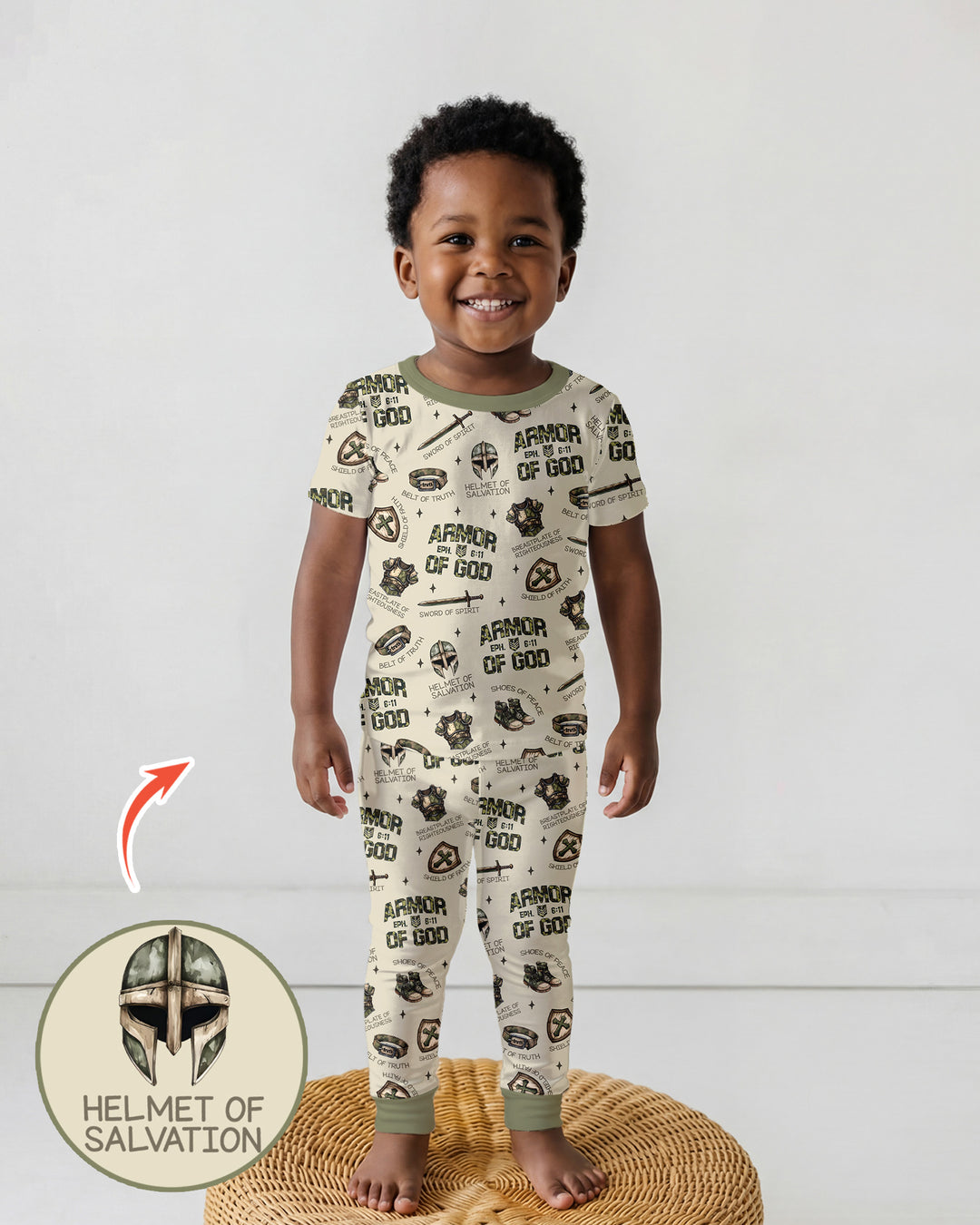 Camo Armor Of God Bamboo Two Piece Short Sleeve Pajama Set