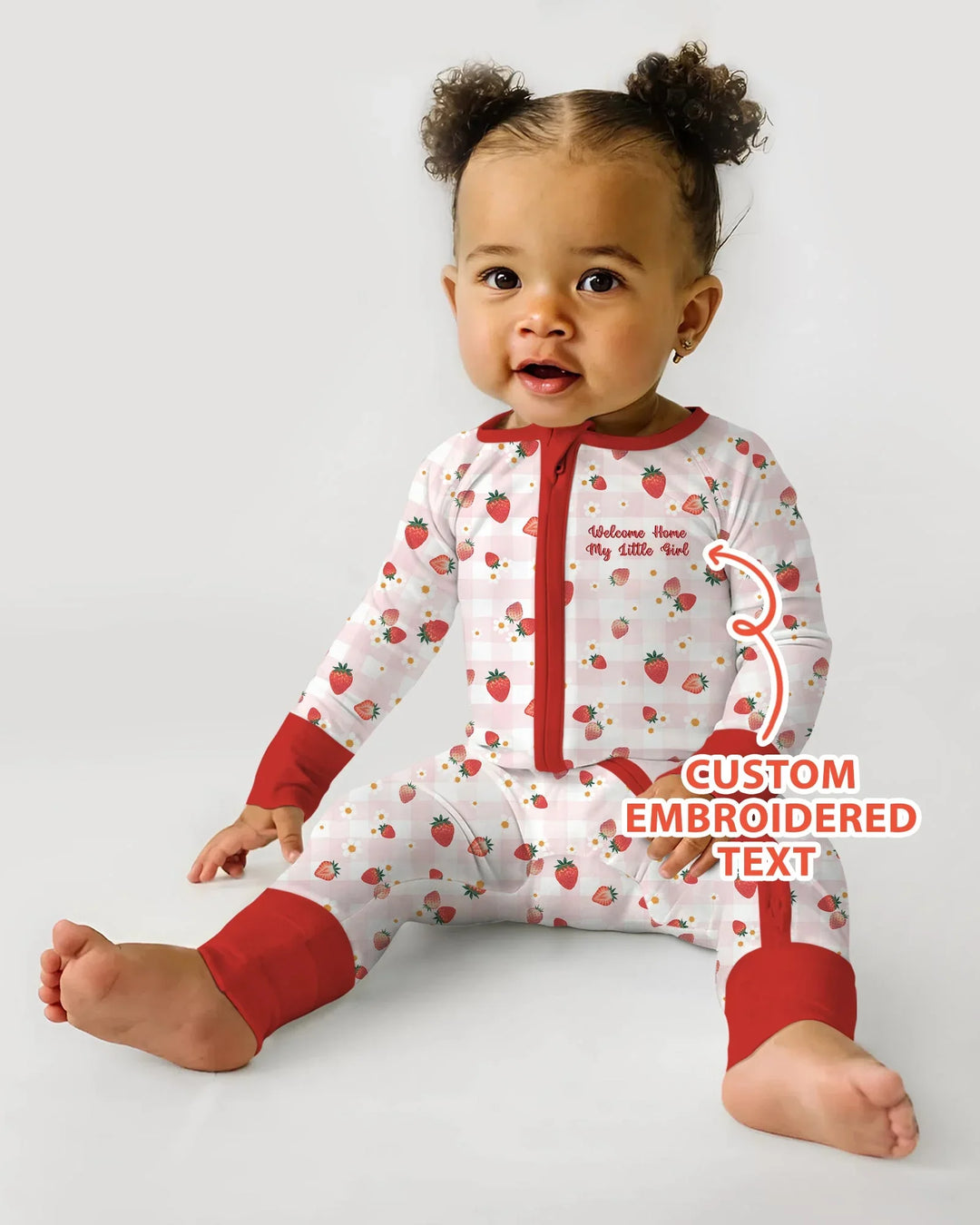 Embroidered Custom Text Strawberry Bamboo Convertible Zippy