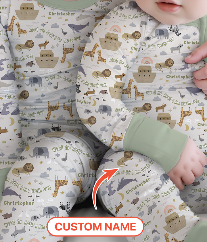 Need An Ark? I Noah Guy Custom Name Two Piece Long Sleeve Pajama Set