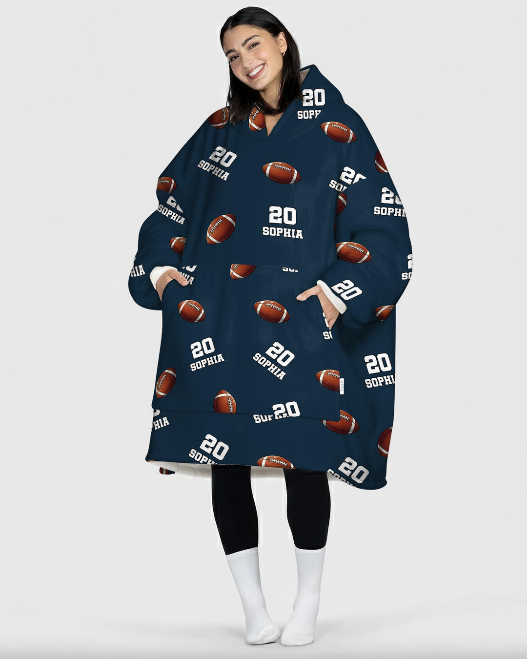 Football Pattern Personalized Blanket Hoodie