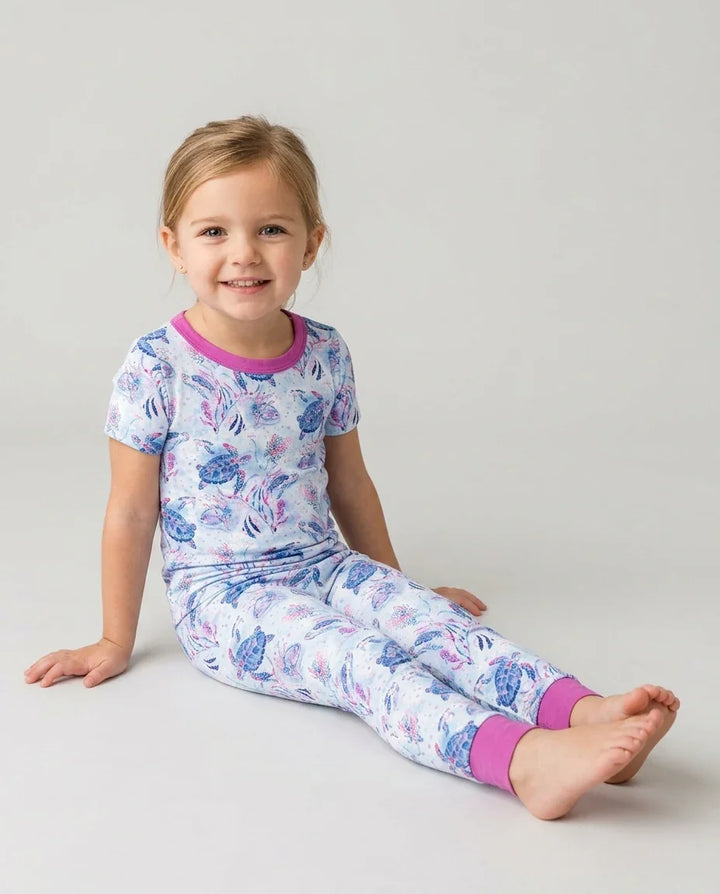 Little Turtles Family Matching Bamboo Two Piece Short Sleeve Pajama Set