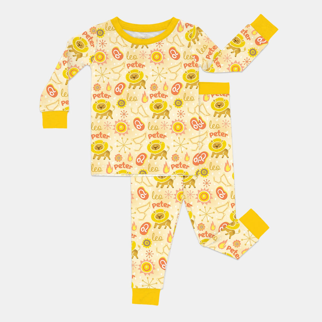 Custom Name Zodiac Leo Two Piece Long Sleeve Pajama Set