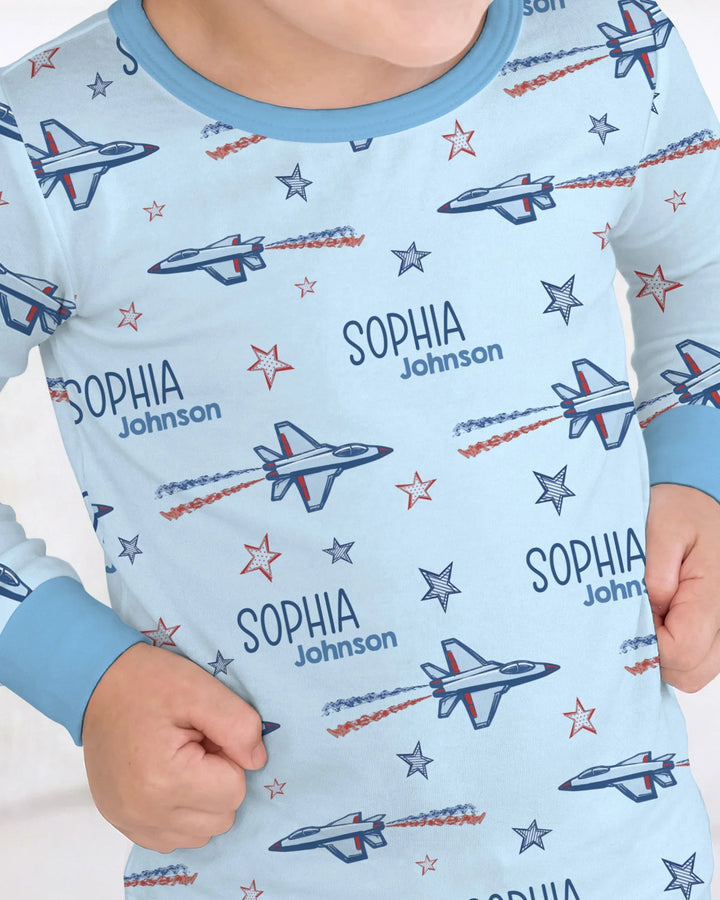 Conjunto de pijama de dos piezas de bambú con mangas largas, plantilla PERSONALIZADA