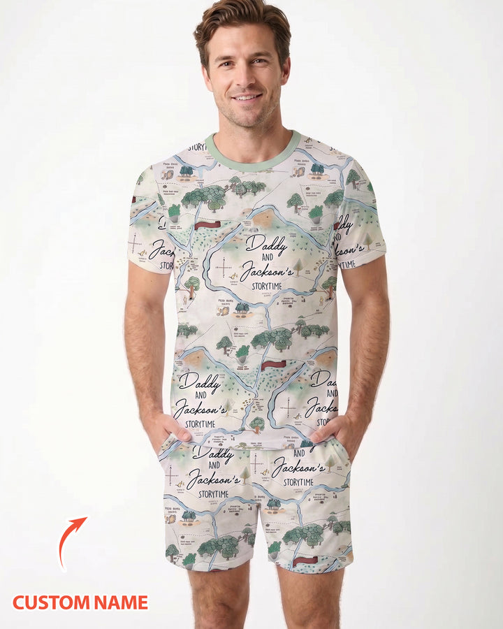 Mommy Daddy And Me Bedtime Story Family Matching Bamboo Men Short Sleeve Short Pajama Set