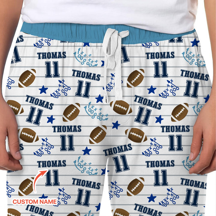 Custom Name Football Time Men's Pajama Set