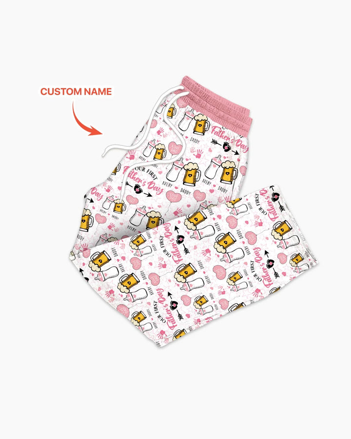 Custom Name First Father's Day Drink Bamboo Men's Pajama Set