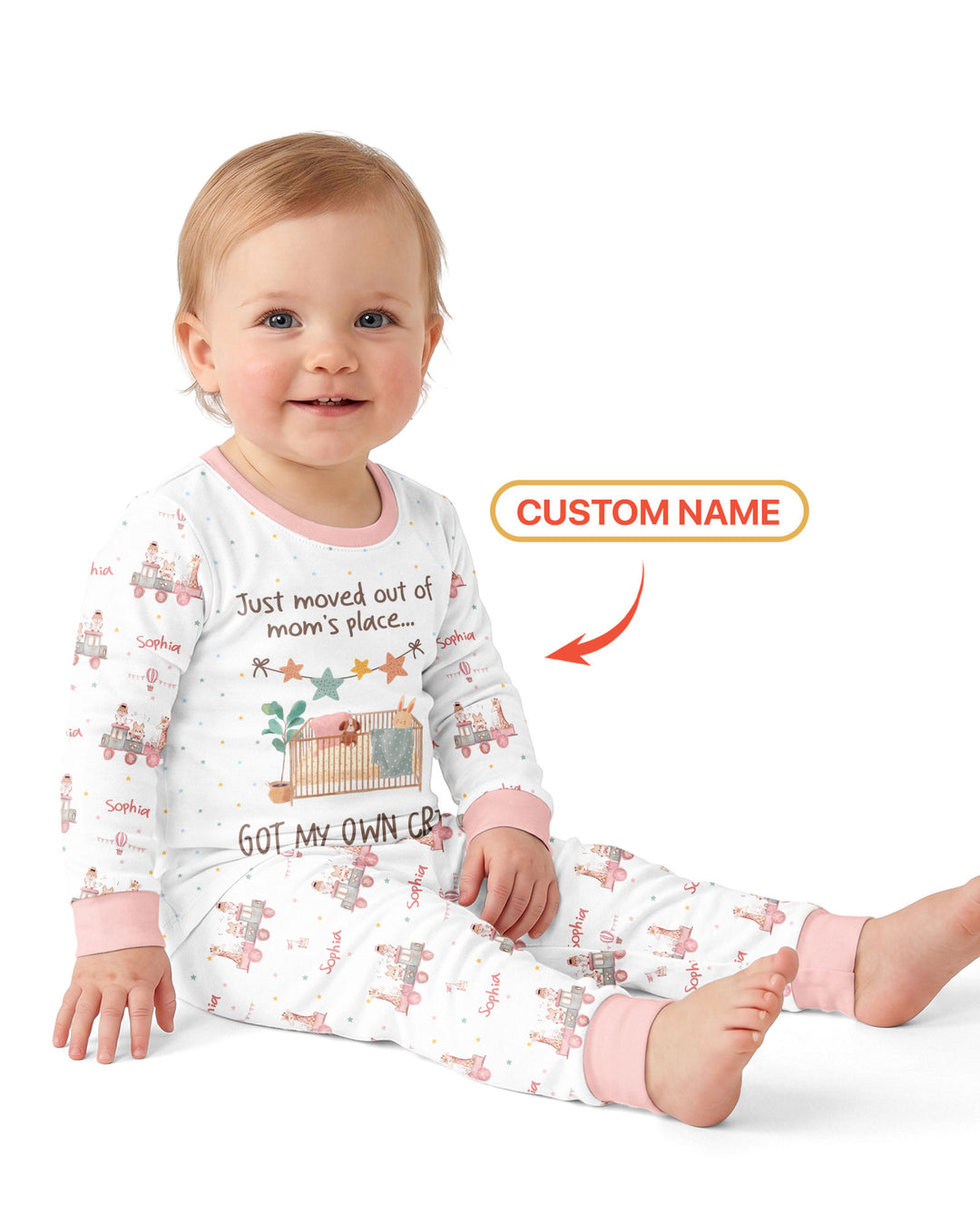 Custom Name Moved Out of My Mom's & Place Got My Own Crib Bamboo Two Piece Long Sleeve Pajama Set