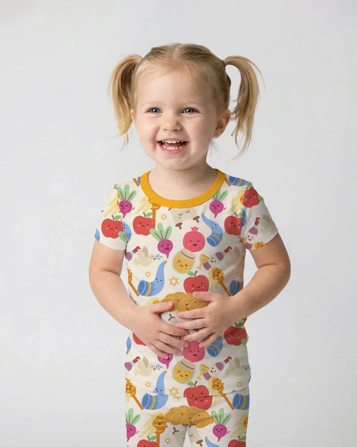 Shana Tova Rosh Hashanah Bamboo Two Piece Short Sleeve Pajama Set