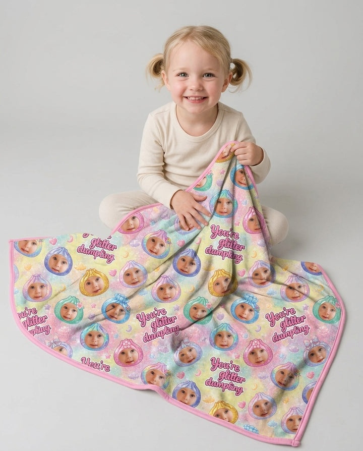 Custom Photo You're Glitter Dumpling Bamboo Blanket