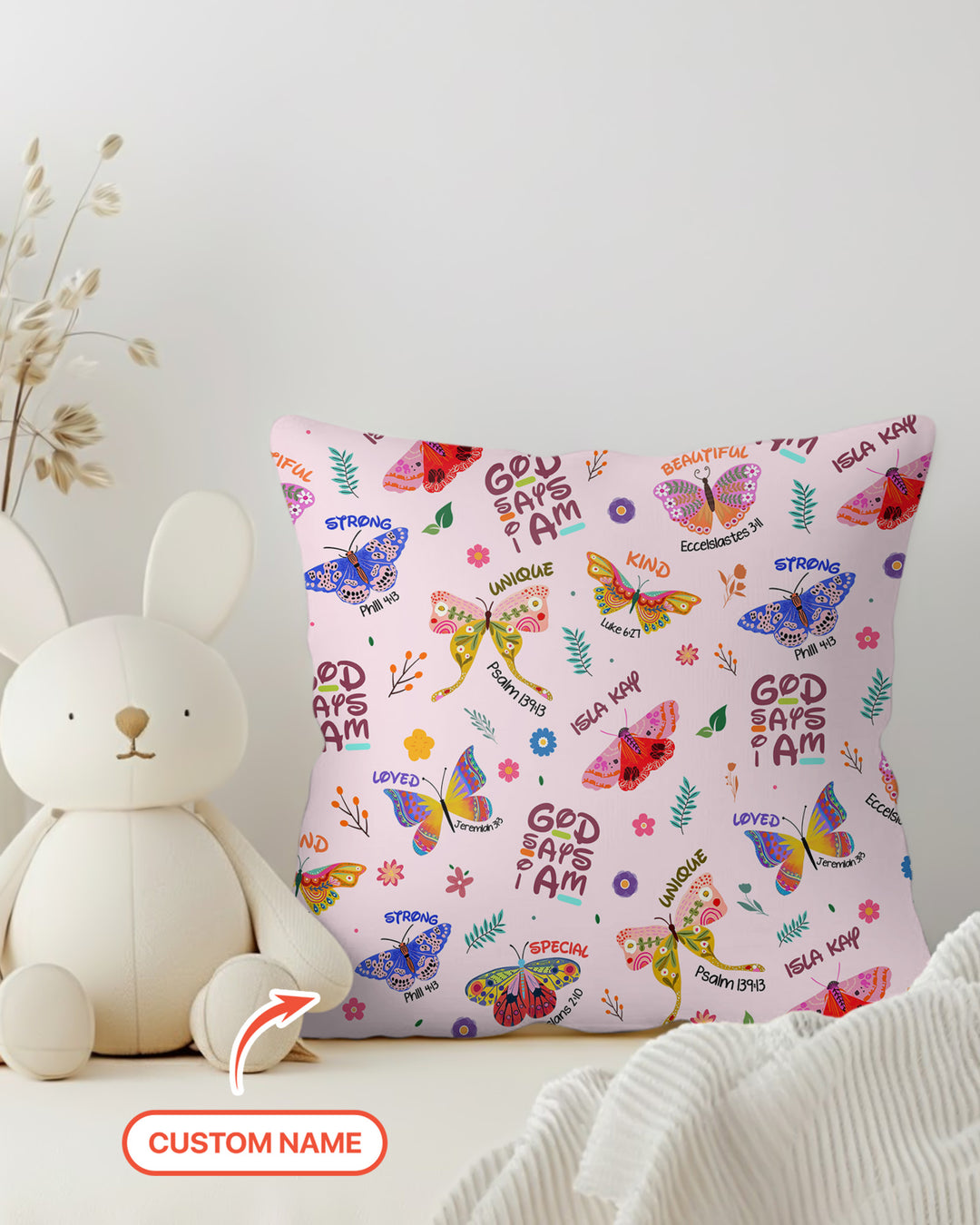 Custom Name God says I am Butterfly Pillow Case